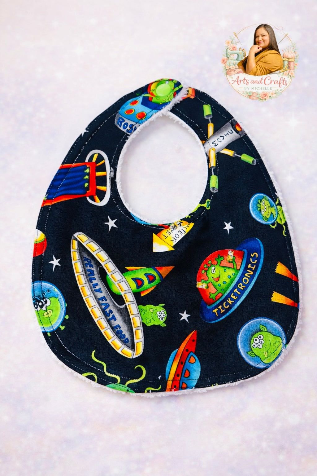 Space Baby Gift Set (3 Pieces) – Burp Cloth, Bib & Pacifier Holder