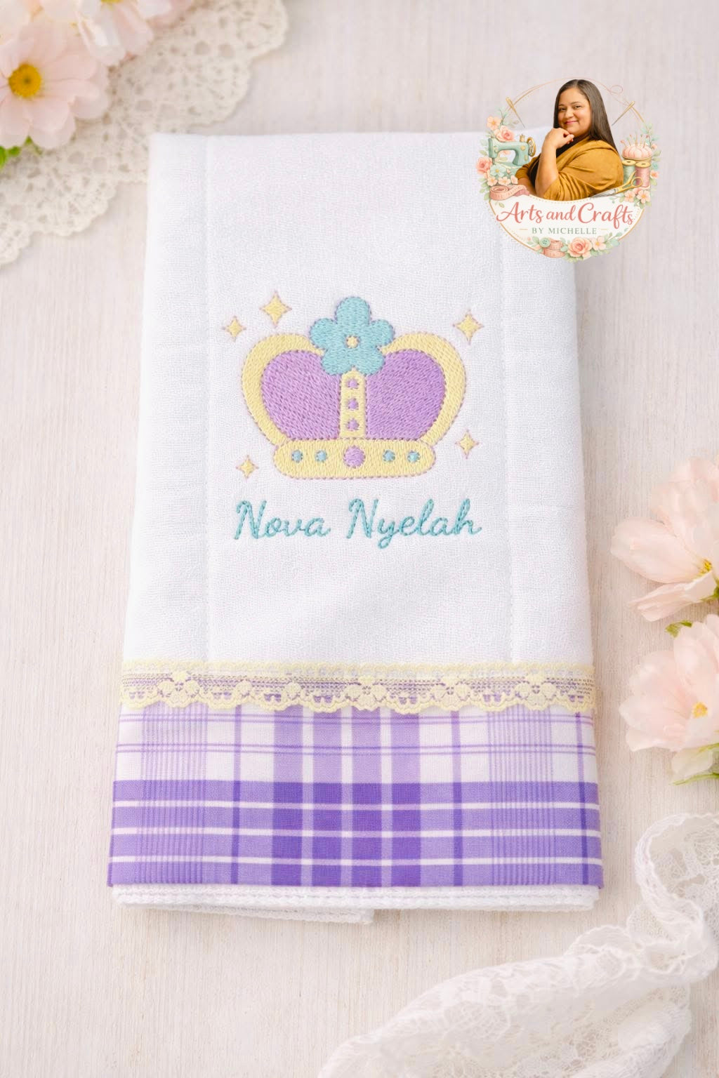 Purple Crown Baby Burp Cloth