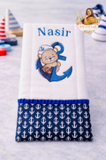 Anchor Nautical Teddy Bear Baby Burp Cloth