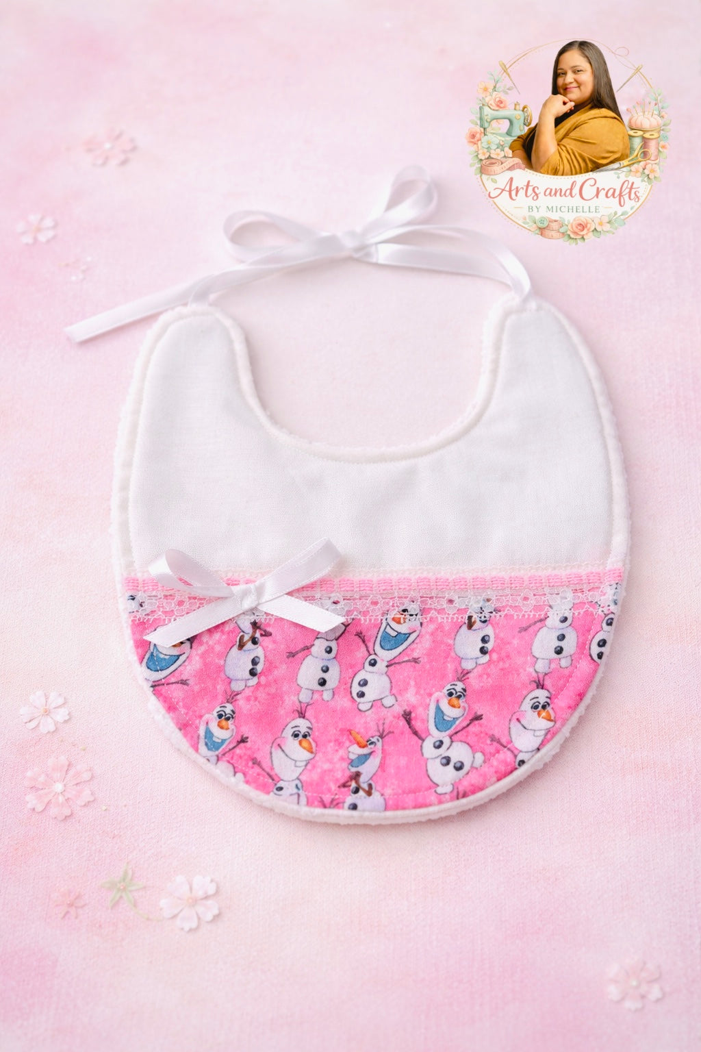 Snowman Baby Girl Bib