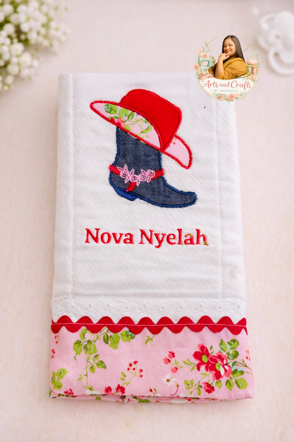 Cow girl Baby Burp Cloth