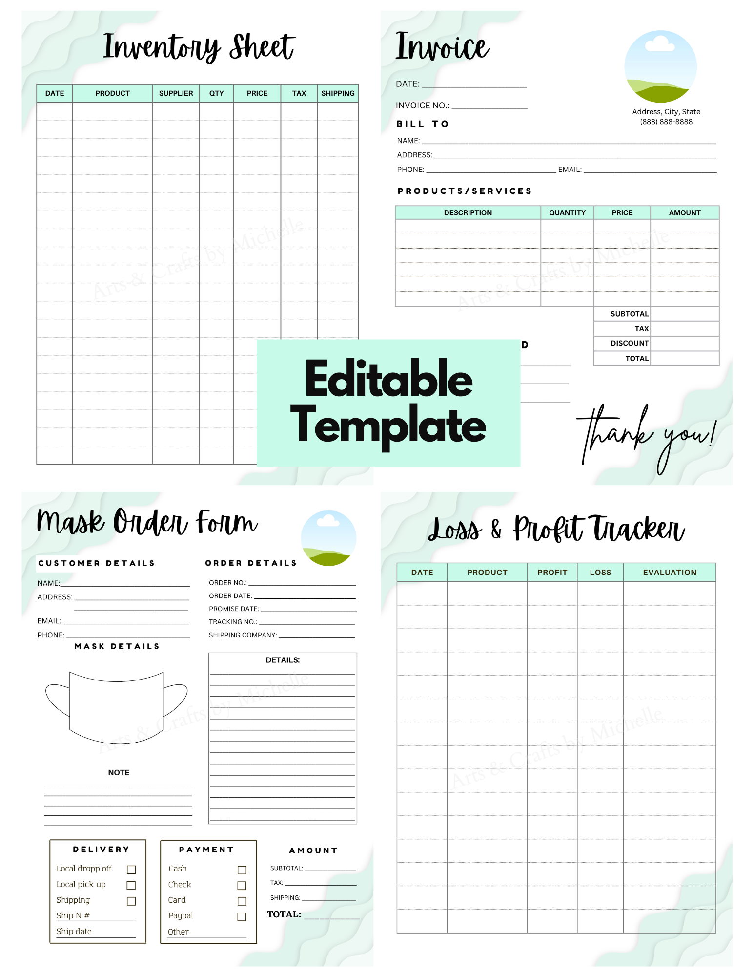 Editable Order Forms Template, Small Business Planner (Canva Template, US Letter Size)